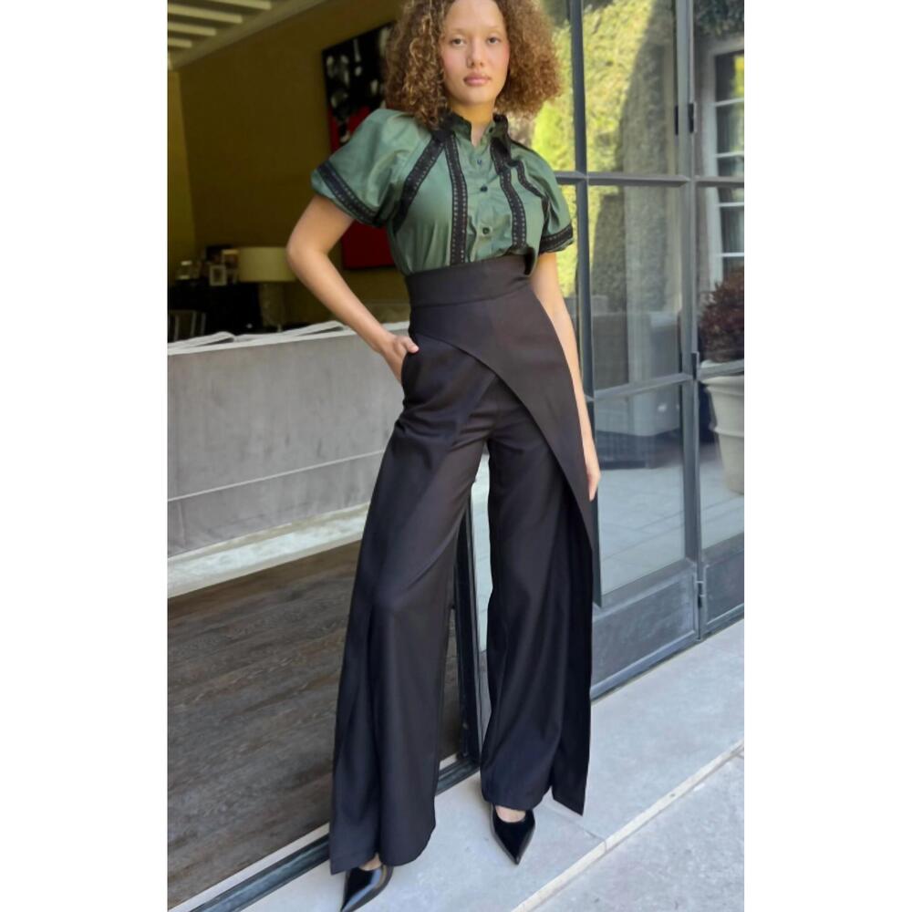 NEW MULLA fly away tie back pants in black